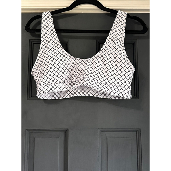 Women's beachsissi bikini top Size L White Black Grid Pattern - Picture 2 of 3